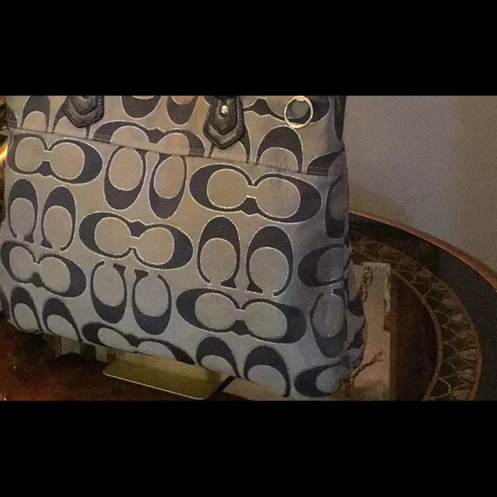 Coach Poppy Gray & Silver Tote Handbag